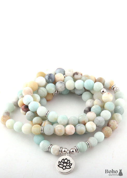 Boho Bracelet, RH Yoga Bracelet, Amazonite Natural Green Stone